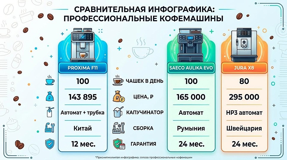 Сравнительная инфографика Proxima vs Saeco