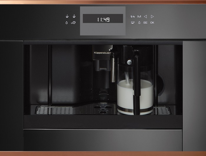 Встраиваемая кофемашина Kuppersbusch ckv 6550.0 s7, Черное стекло, Copper