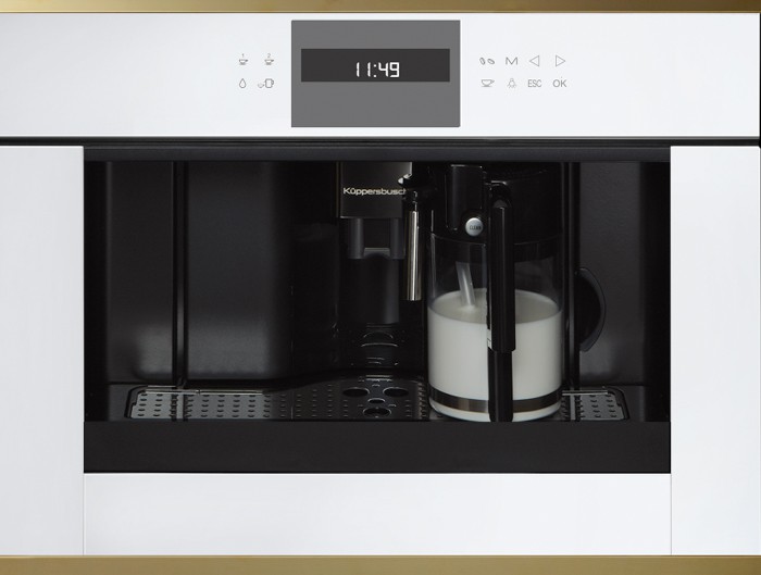 Встраиваемая кофемашина Kuppersbusch ckv 6550.0 w4, Белое стекло, Gold